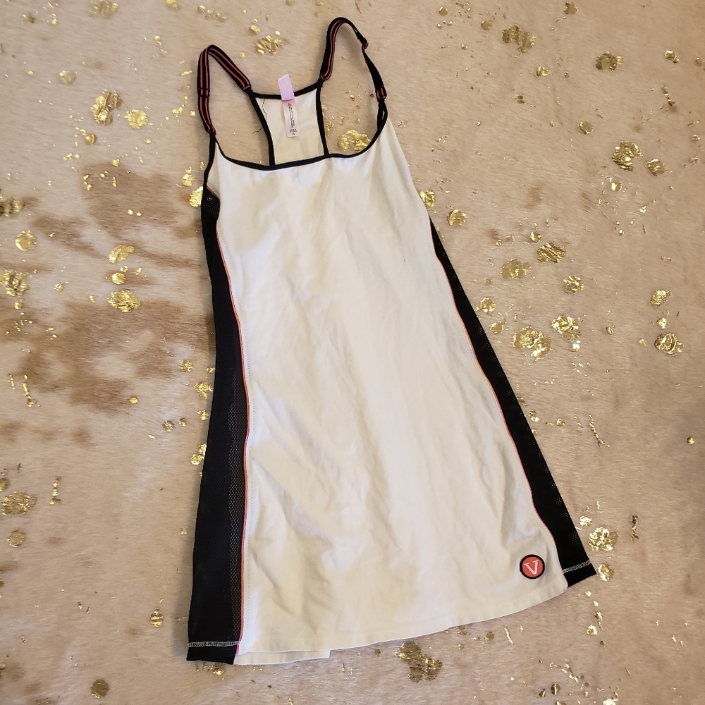 Victoria's Secret S White & Black Mesh Tank Top